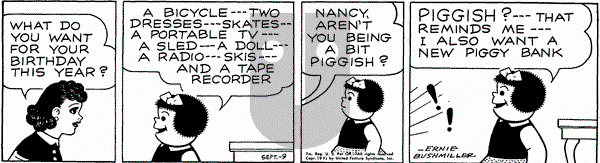 Nancy on Thursday September 9, 1971 Comic Strip