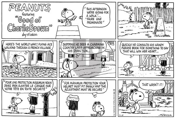 Peanuts on Sunday July 13, 1980 Comic Strip