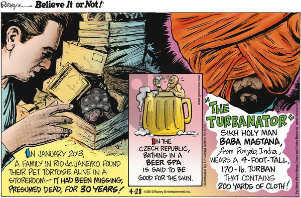 Ripley's Believe It or Not on Sunday April 28, 2013 Comic Strip