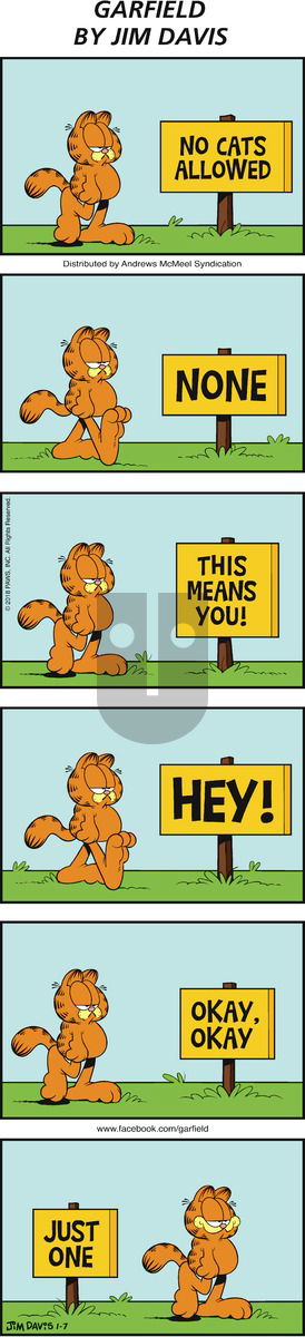Garfield on Sunday January 7, 2018 Comic Strip
