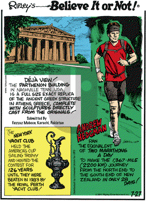 Ripley's Believe It or Not on Wednesday July 27, 2011 Comic Strip