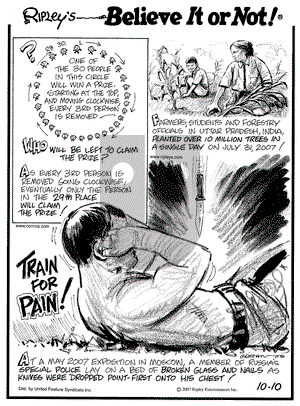 Ripley's Believe It or Not on Wednesday October 10, 2007 Comic Strip