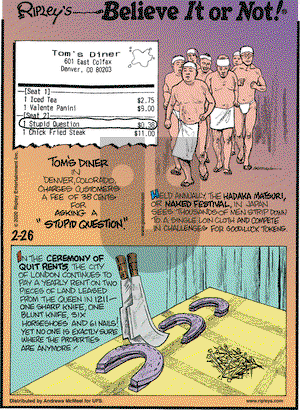 Ripley's Believe It or Not on Wednesday February 26, 2020 Comic Strip