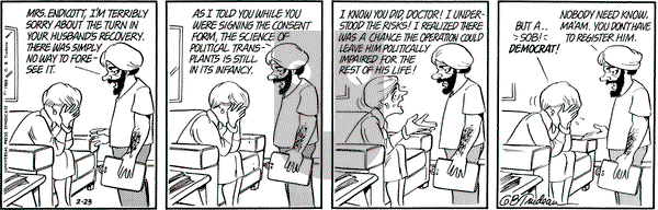 Doonesbury on Saturday February 23, 1985 Comic Strip