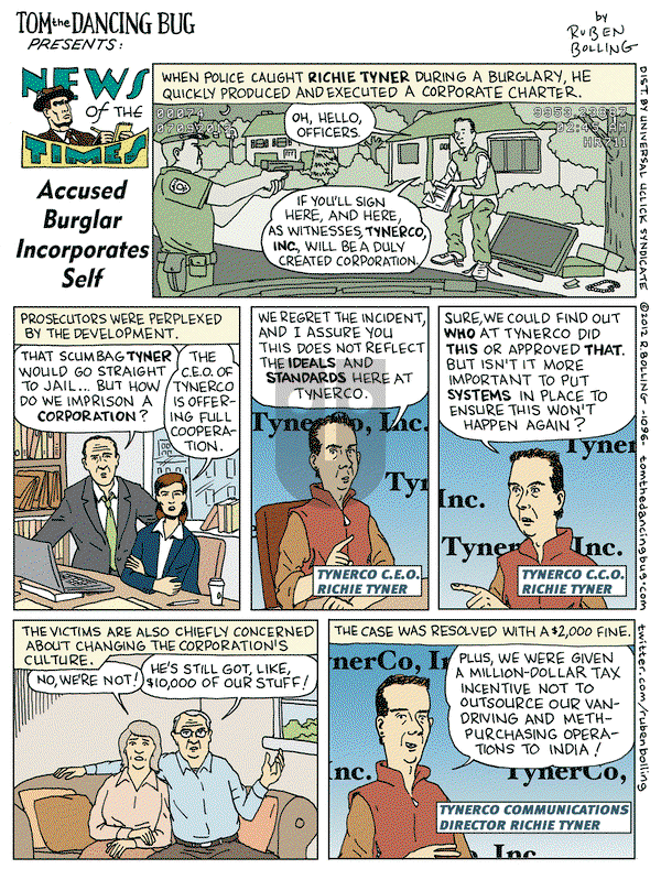 Tom the Dancing Bug on Friday July 13, 2012 Comic Strip