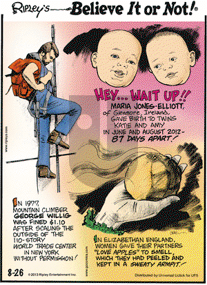 Ripley's Believe It or Not on Monday August 26, 2013 Comic Strip