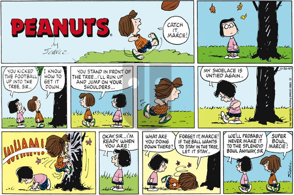 Peanuts on Sunday January 25, 1998 Comic Strip
