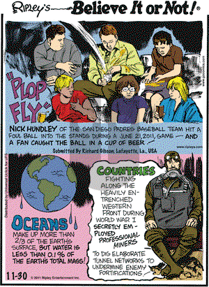 Ripley's Believe It or Not on Wednesday November 30, 2011 Comic Strip