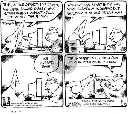 Tom Toles on Tuesday November 6, 2001 Comic Strip