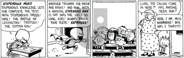 Calvin and Hobbes on Thursday March 4, 1993 Comic Strip