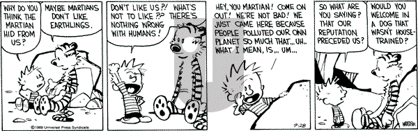 Calvin and Hobbes - Wednesday September 28, 1988 Comic Strip