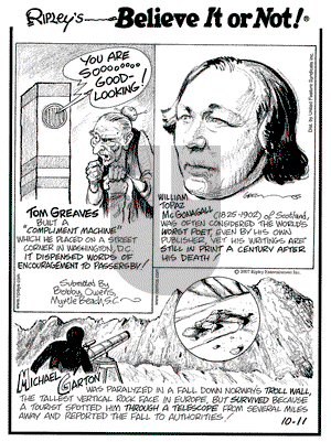 Ripley's Believe It or Not on Thursday October 11, 2007 Comic Strip