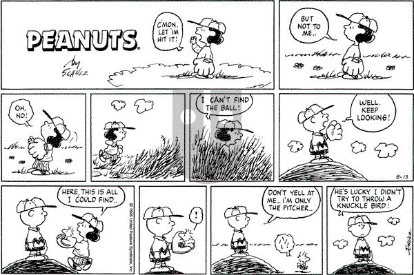 Peanuts - Sunday August 13, 1995 Comic Strip