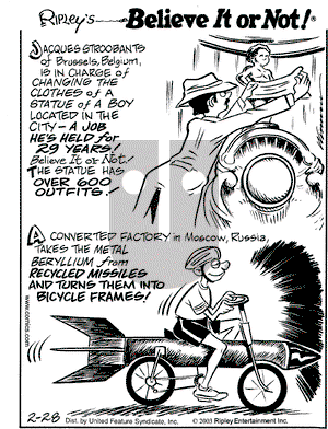 Ripley's Believe It or Not on Friday February 28, 2003 Comic Strip