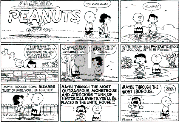 Peanuts - Sunday June 9, 1957 Comic Strip