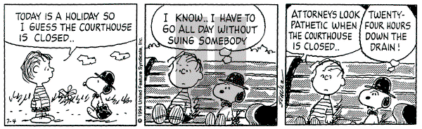 Peanuts on Monday July 4, 1994 Comic Strip