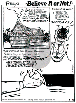 Ripley's Believe It or Not on Monday March 31, 1997 Comic Strip