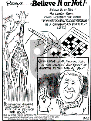 Ripley's Believe It or Not on Friday March 29, 1996 Comic Strip