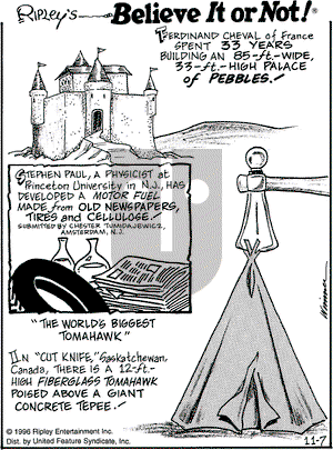 Ripley's Believe It or Not on Thursday November 7, 1996 Comic Strip