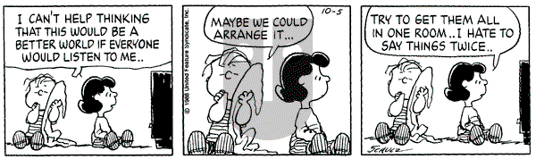 Peanuts on Wednesday October 5, 1988 Comic Strip