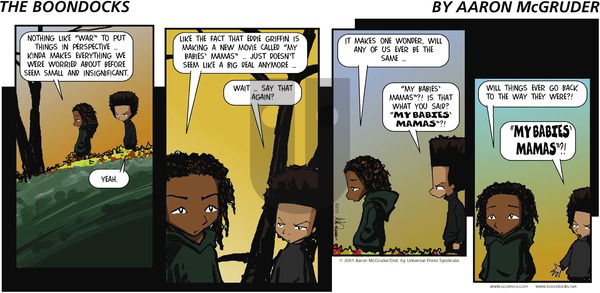 The Boondocks on Sunday October 21, 2001 Comic Strip