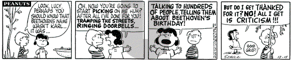 Peanuts on Tuesday December 15, 1959 Comic Strip