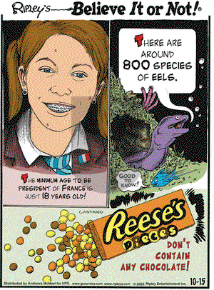 Ripley's Believe It or Not - Saturday October 15, 2022 Comic Strip