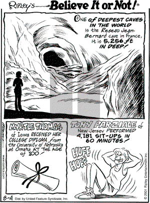 Ripley's Believe It or Not - Saturday August 4, 2001 Comic Strip