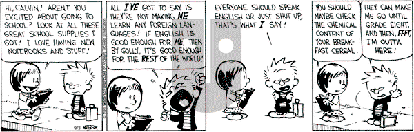 Calvin and Hobbes - Tuesday September 3, 2019 Comic Strip