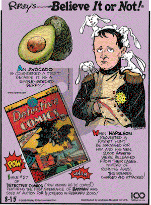 Ripley's Believe It or Not on Thursday August 15, 2019 Comic Strip