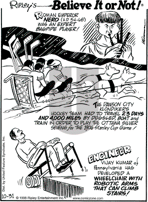 Ripley's Believe It or Not on Saturday October 31, 1998 Comic Strip