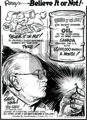 Ripley's Believe It or Not on Thursday March 30, 2006 Comic Strip