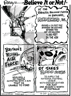 Ripley's Believe It or Not on Monday September 20, 2004 Comic Strip