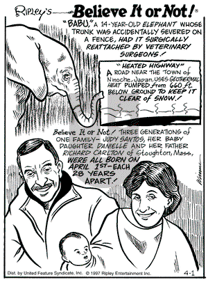 Ripley's Believe It or Not on Tuesday April 1, 1997 Comic Strip