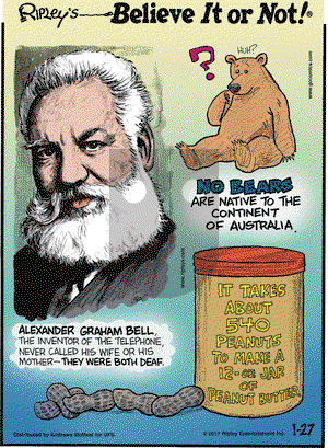 Ripley's Believe It or Not on Friday January 27, 2017 Comic Strip
