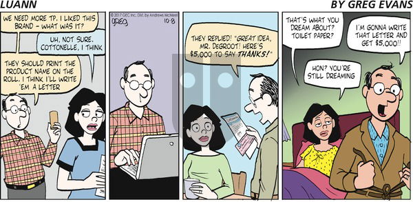 Luann on Sunday October 8, 2017 Comic Strip