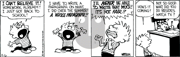 Calvin and Hobbes - Tuesday September 16, 1986 Comic Strip