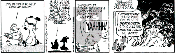 Over the Hedge on Wednesday January 23, 2002 Comic Strip