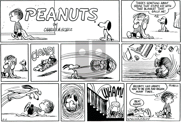 Peanuts - Sunday February 2, 1958 Comic Strip
