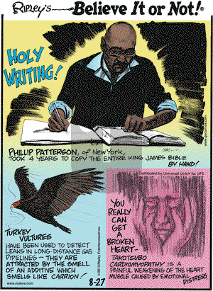 Ripley's Believe It or Not on Tuesday August 27, 2013 Comic Strip