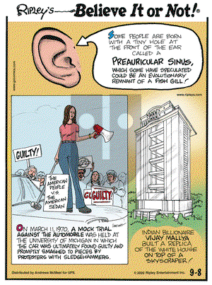 Ripley's Believe It or Not on Tuesday September 8, 2020 Comic Strip