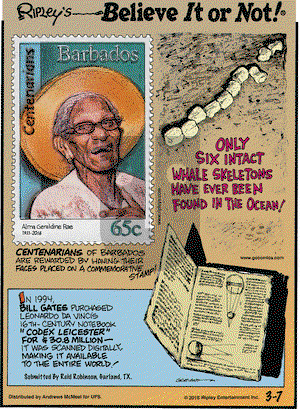 Ripley's Believe It or Not on Wednesday March 7, 2018 Comic Strip