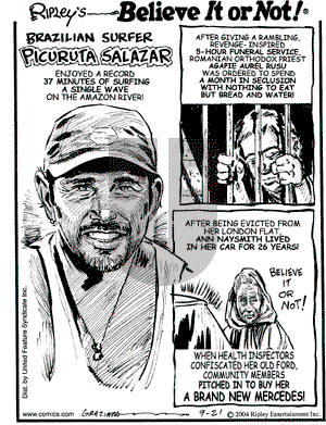 Ripley's Believe It or Not on Tuesday September 21, 2004 Comic Strip
