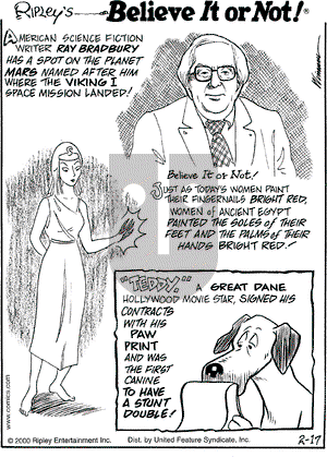 Ripley's Believe It or Not on Thursday February 17, 2000 Comic Strip