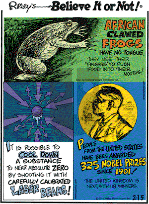 Ripley's Believe It or Not on Tuesday February 15, 2011 Comic Strip