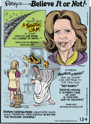 Ripley's Believe It or Not on Monday December 4, 2017 Comic Strip