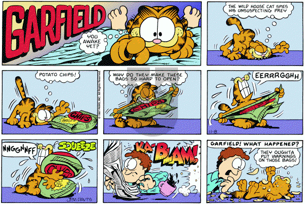 Garfield on Sunday November 8, 1987 Comic Strip
