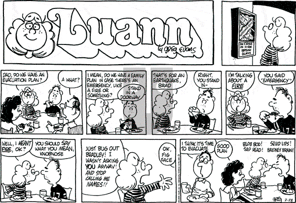 Luann on Sunday February 28, 1988 Comic Strip