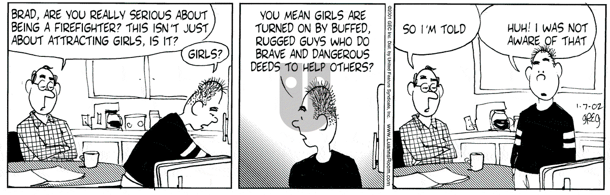 Luann - Monday January 7, 2002 Comic Strip