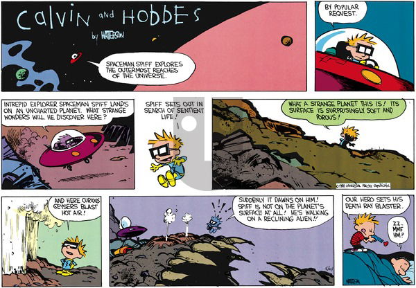 Calvin and Hobbes on Sunday July 3, 1988 Comic Strip